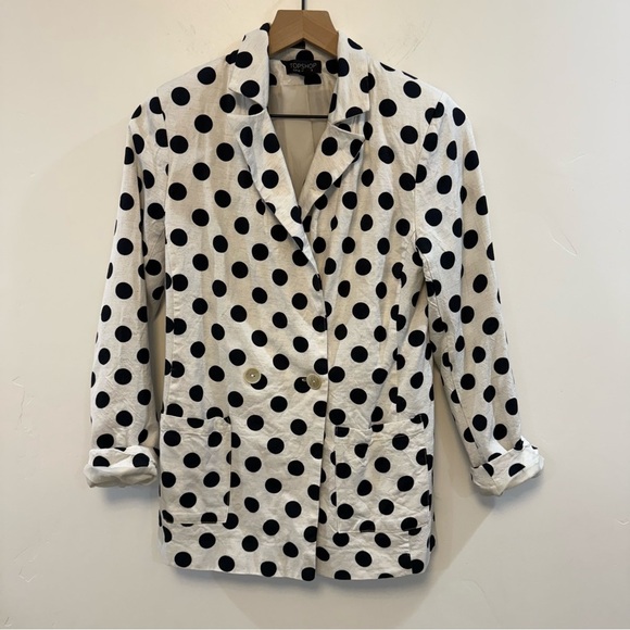 TOPSHOP Academia Lined Blazer Black Polka
Dots - Picture 5 of 11